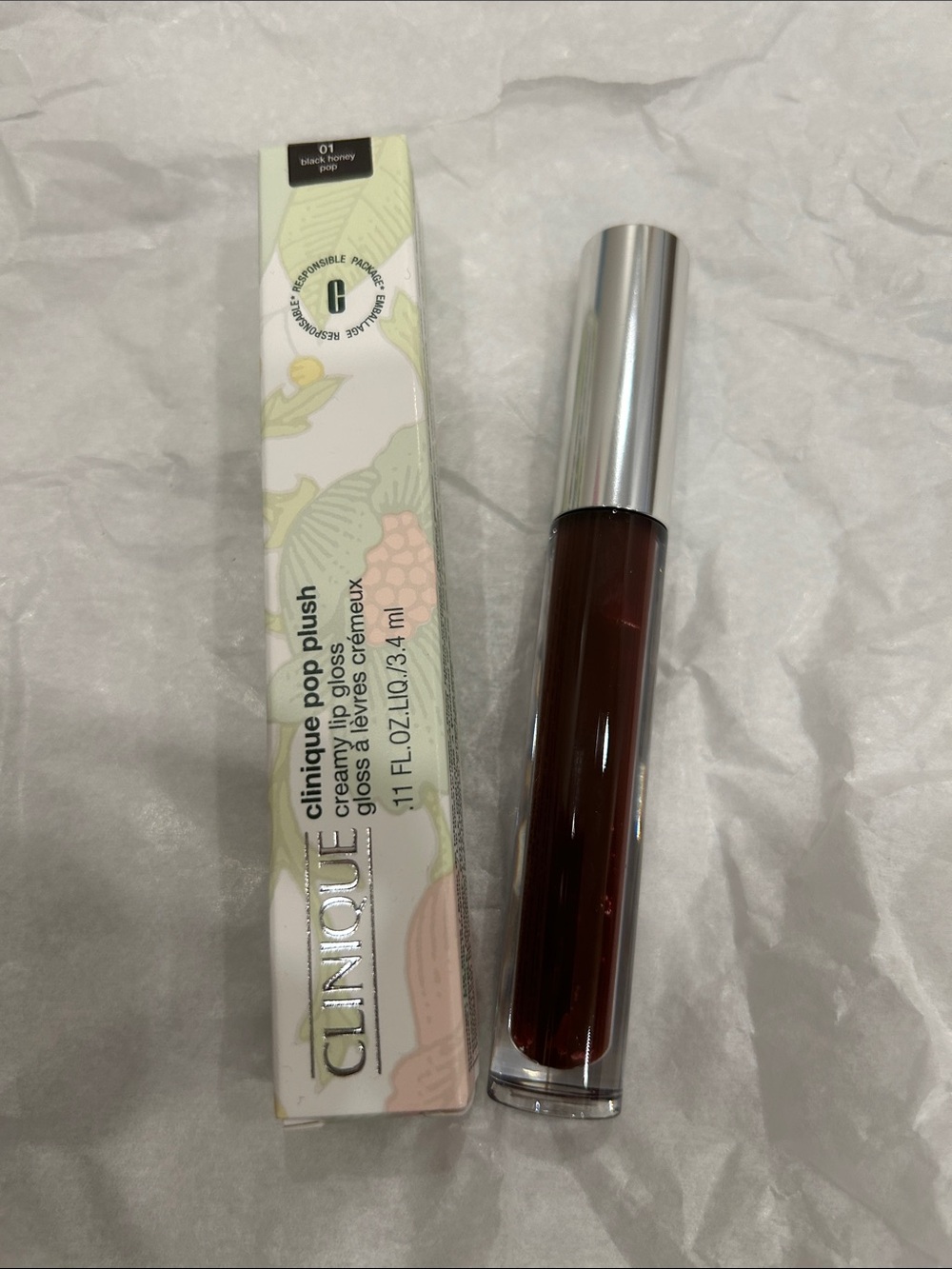 Clinique Pop Plush Creamy Lip Gloss — Black Honey Pop Deep Berry